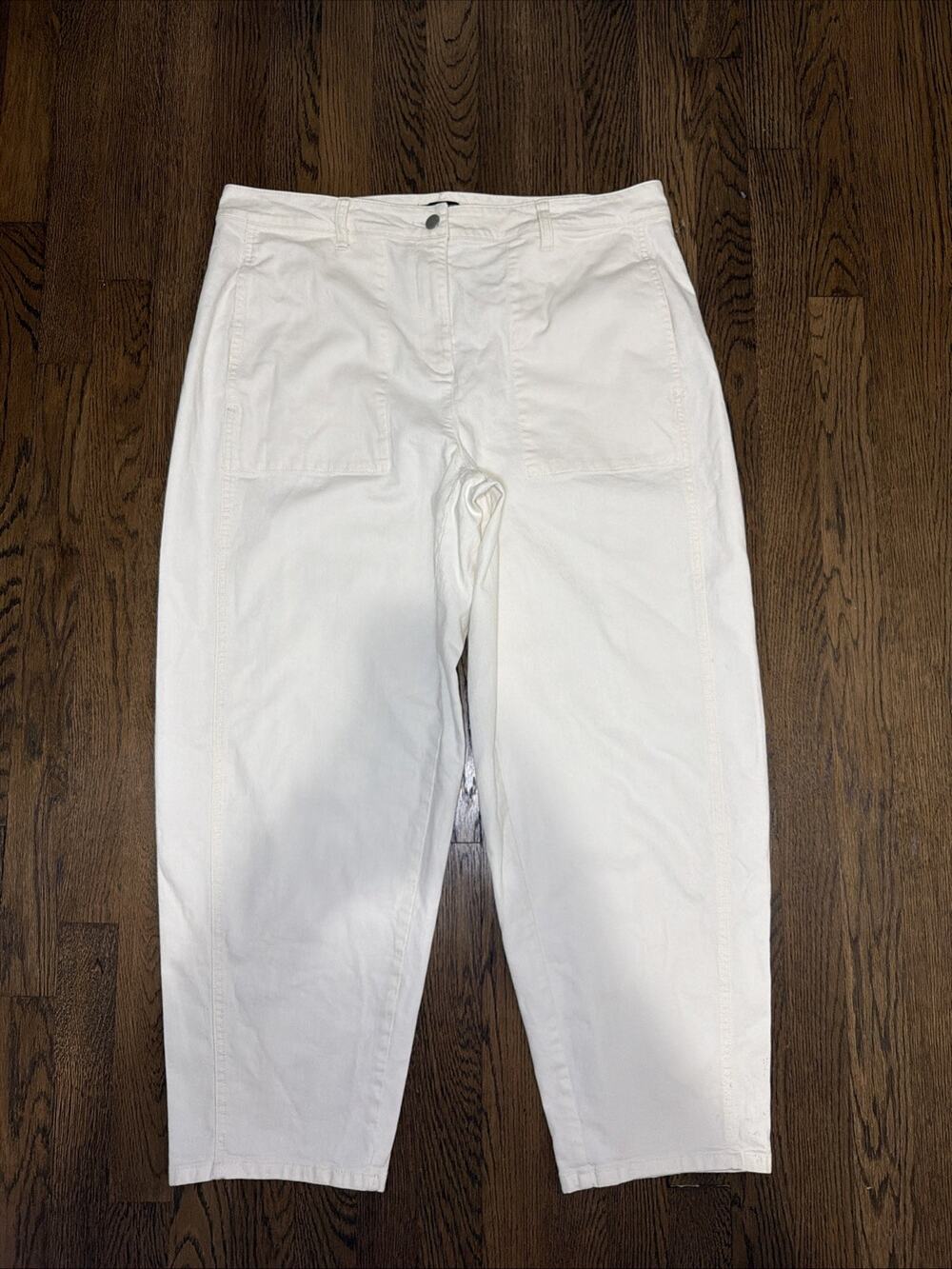 Eileen Fisher White Cargo Style Jeans - No Size Tag (estimate L)